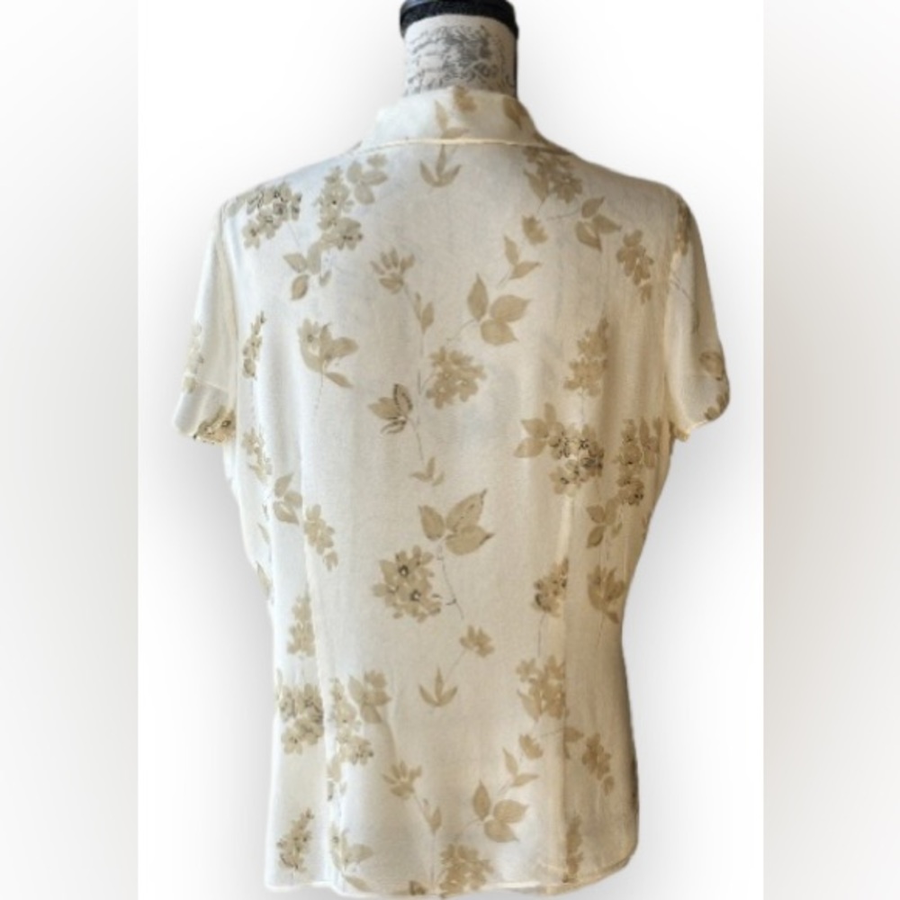 TAHARI Silk Relaxed Fit Blouse, Jewel-Tone Buttons - Size 8 - Picture 5 of 7